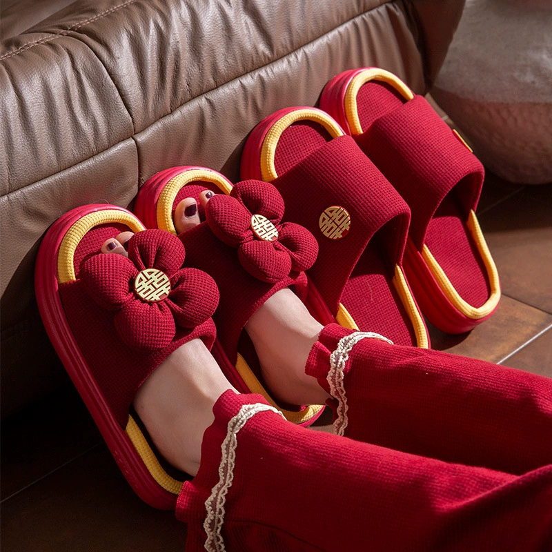 Свадебные тапочки праздничные красные летние дышащие