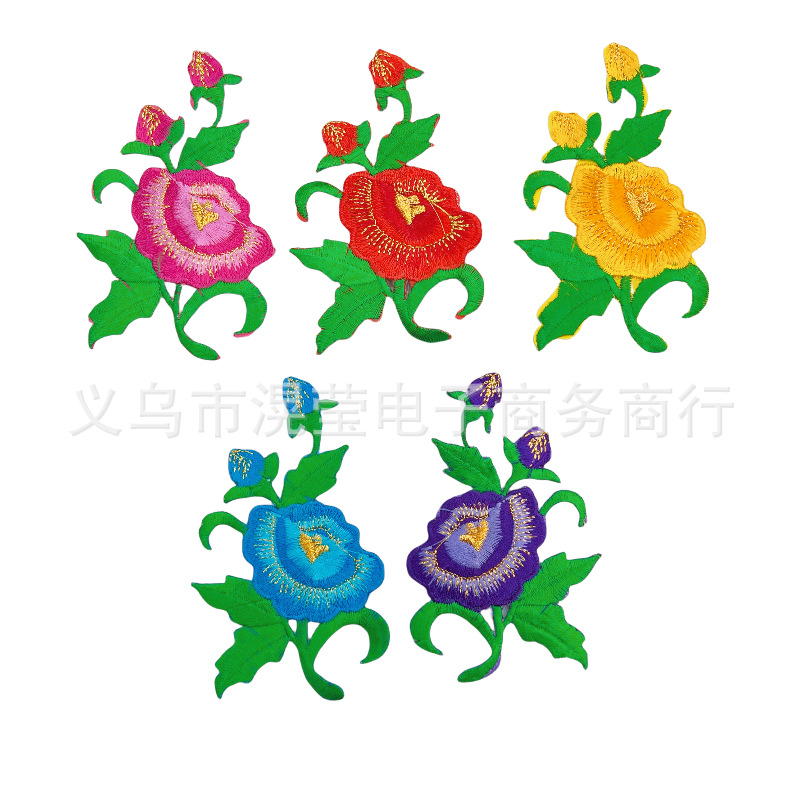 演出服牡丹花刺绣布贴2219 秧歌服贵妃服花朵刺绣熨烫贴