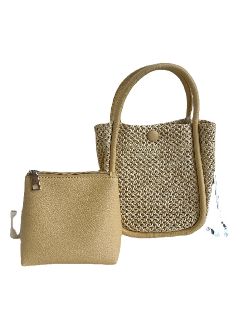 Bolsa de paja francesa 2022 verano nuevo ins artístico fresco bolso de mano casual todo partido hombro bolsa de mensajero