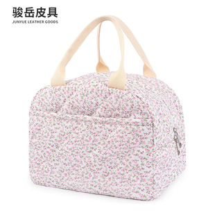 Cross-border Hot Sale Floral Quilted Lunch Bag Outdoor Large Capacity Picnic Lunch Bag Kids School Insulation Handbag