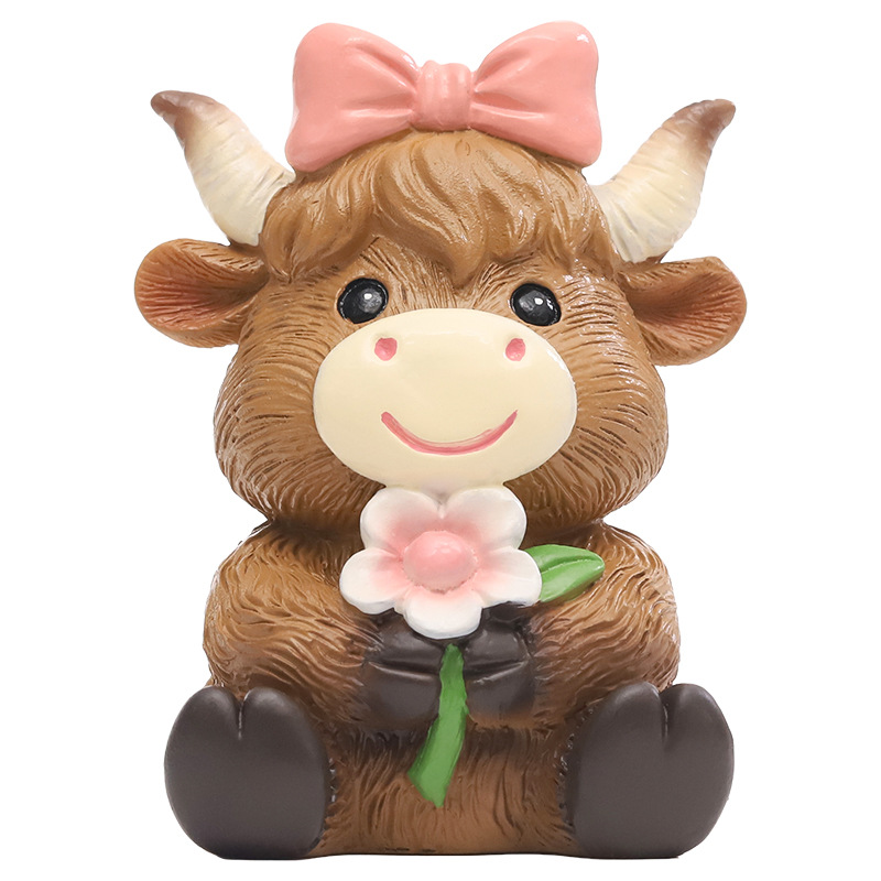 Comercio exterior transfronterizo Highland Niu Dibujos animados Jardinería de resina Decoración de paisaje Decoración de jardín Escenografía Scottish Vaca