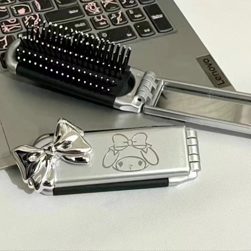 キュートでクリエイティブなフリップトップ折りたたみエアバッグコームミニポータブルミラーコームオールインワンエアクッションマッサージコーム女性用|undefined