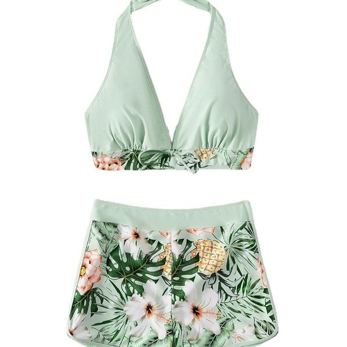  Women's Western Export Swimwear A-Line High-Waisted Strappy Split College Sporty Surf Bikini Set
