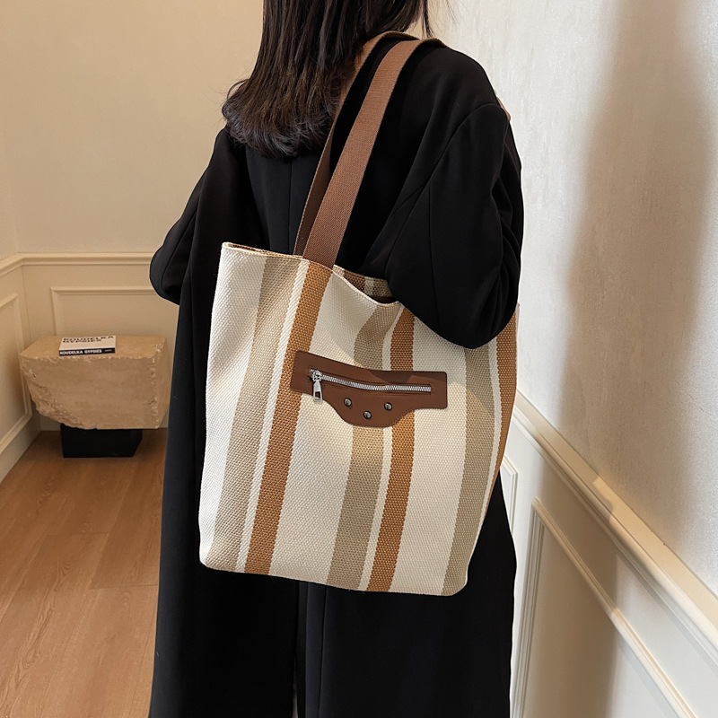 Nuevo bolso de alta gama para mujer bolso de gran capacidad bolso de hombro a rayas de todo fósforo de moda bolso de viaje de moda coreana