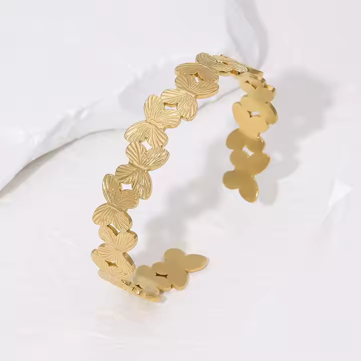 Tina transfronteriza 18k oro mariposa pulsera de acero inoxidable mujer alta sensación de diseño de personalidad versátil pulsera de acero de titanio ins
