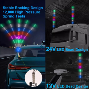 Car Truck 12-24v Universal antenna light decoration LED modified colorful streamer flash pilot light horse running light