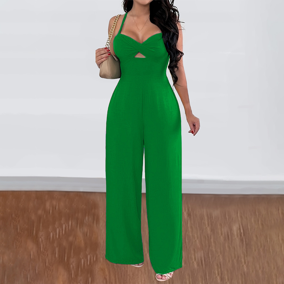 Kaikuo2025 primavera y verano Europa y los Estados Unidos vacaciones ocio transfronterizas estilo de viaje de cabina de color sólido pantalones de piernas anchas ropa de mujer