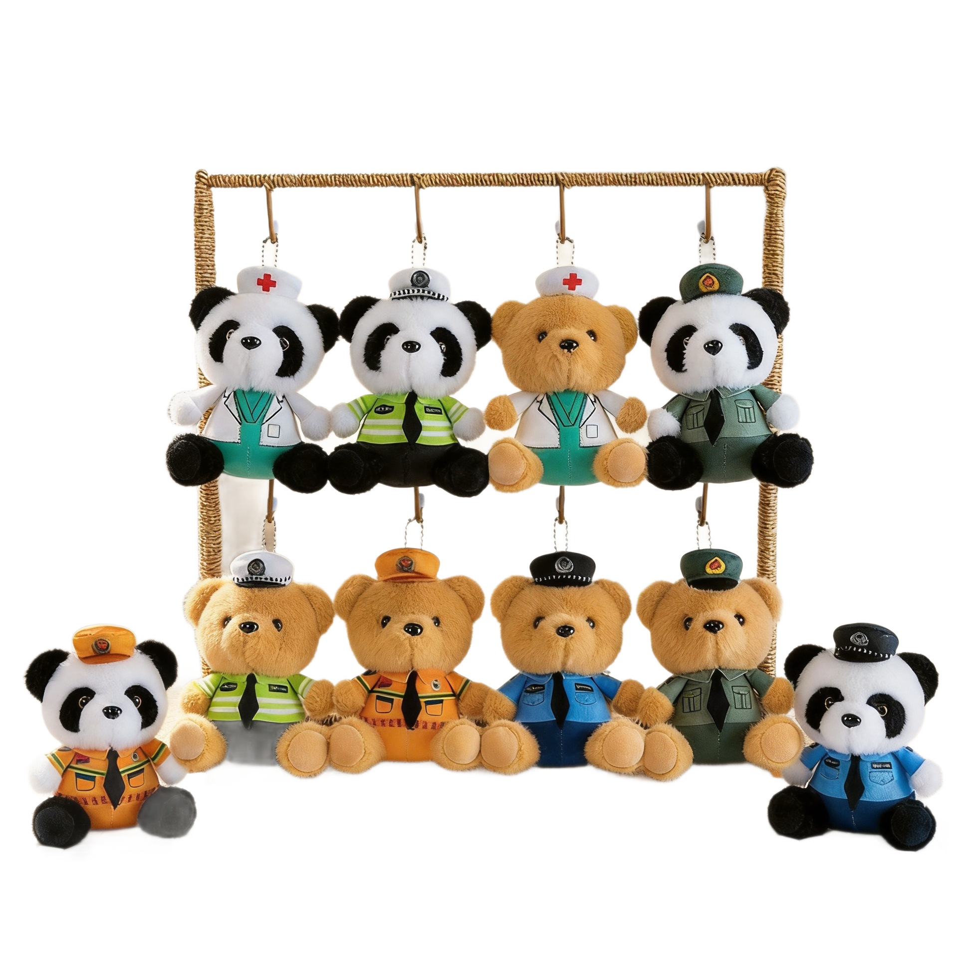 Colgante de peluche de oso de policía pequeña muñeca de peluche colgante de muñeca bolso colgante de llaver colgante de policía de tráfico oso pequeño colgante