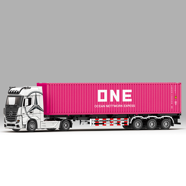 1/24 alloy large container truck model transport truck Light Music children's toy gift
