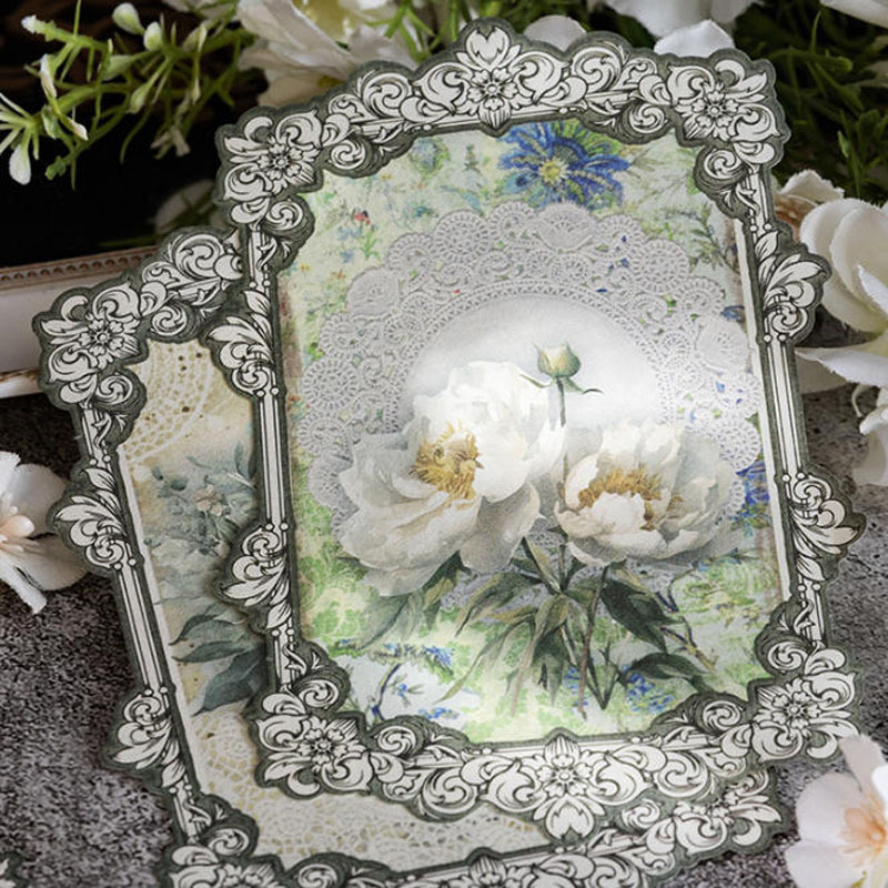Hermoso Papel Decorativo Serie Flores Espejo, Estilo Vintage para Diario, Manualidades y Decoración, 30 Hojas, 6 Unidades image 2