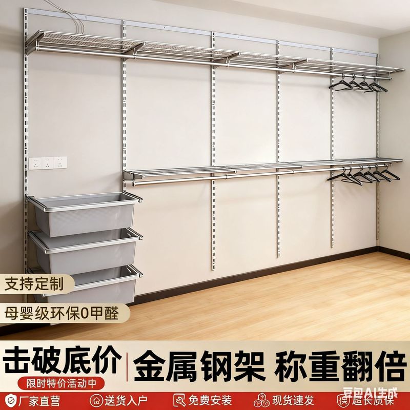 美馨莱珂工厂开放式金属衣柜衣帽间橱柜五金配件简易出租屋|undefined