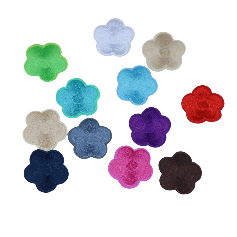 现货工厂补丁花朵刺绣布贴梅花绣花补丁贴布箱包鞋袜服装辅料批发