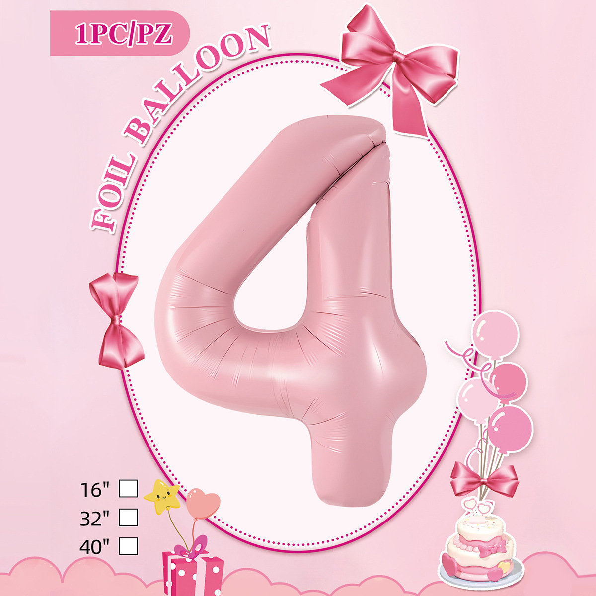 Embalaje de tarjeta de papel independiente digital de cumpleaños impreso en blanco de 32 pulgadas, decoración de fiesta de la versión estadounidense, película de aluminio, decoración de globos de papel de aluminio