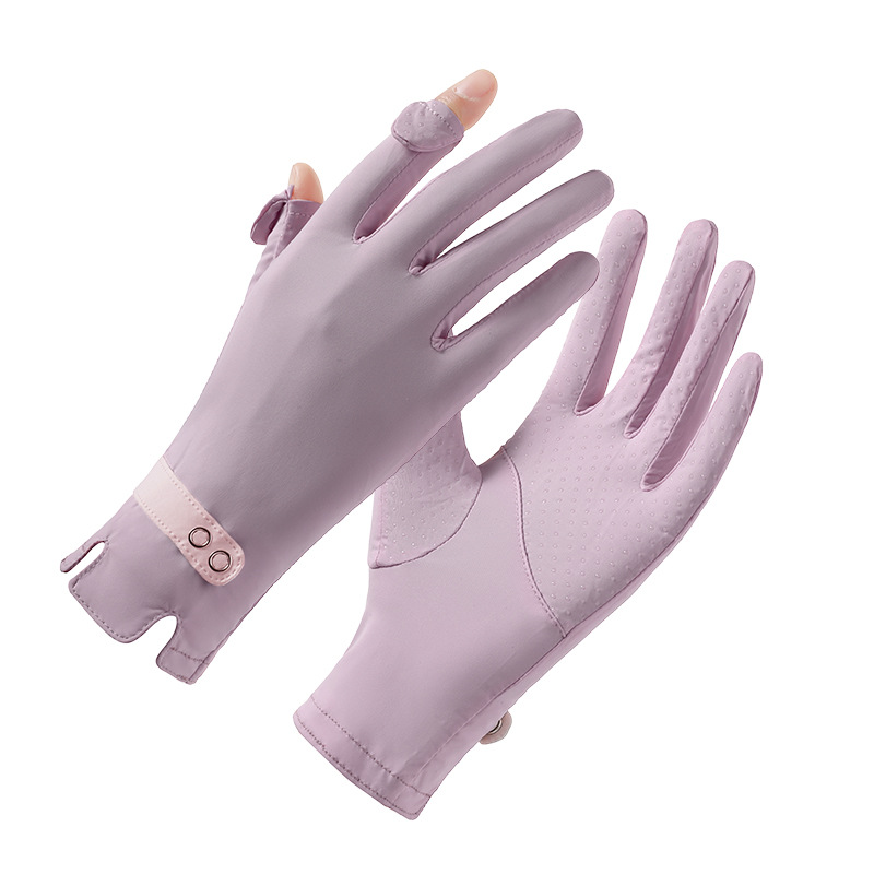 Guantes de protección solar, protección para mujer de verano, protección UV, conducción de seda de hielo, bicicleta eléctrica al aire libre, guantes cortos delgados image 22