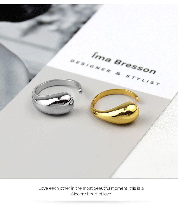 Fashion Drop-shaped Ring Simple Smooth Opening Adjustable Ring Index Finger Copper Ring display picture 6