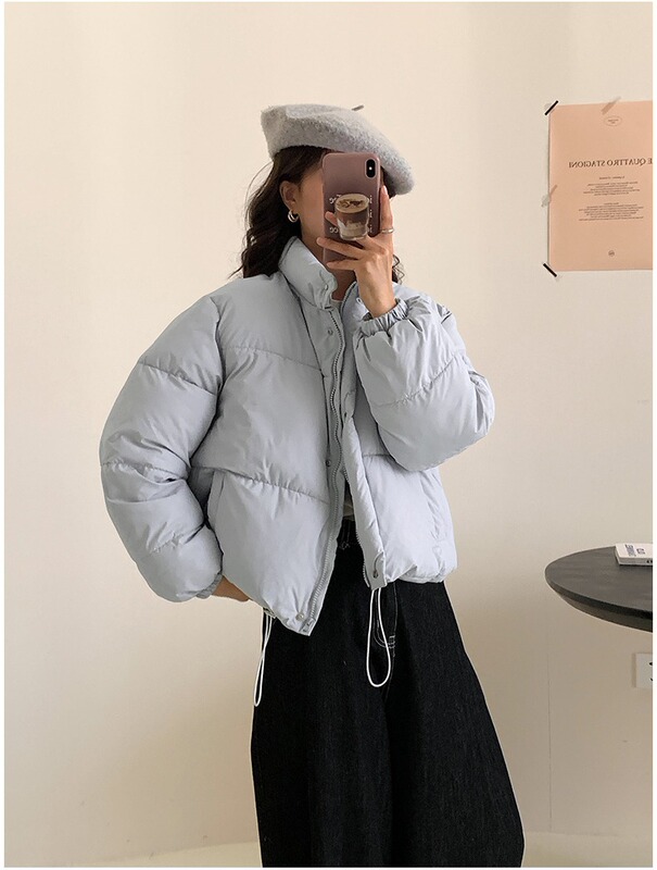 网红短款立领棉服棉衣女2025新款冬季韩版宽松加厚面包服棉袄外套|undefined