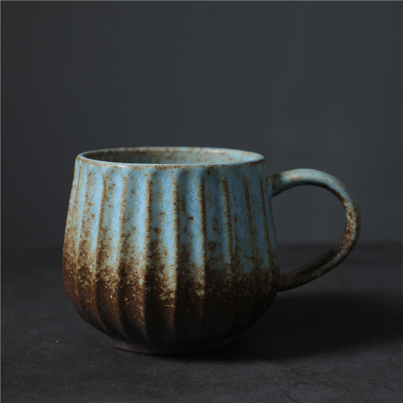 303-a blue vertical stripe cup 380ml