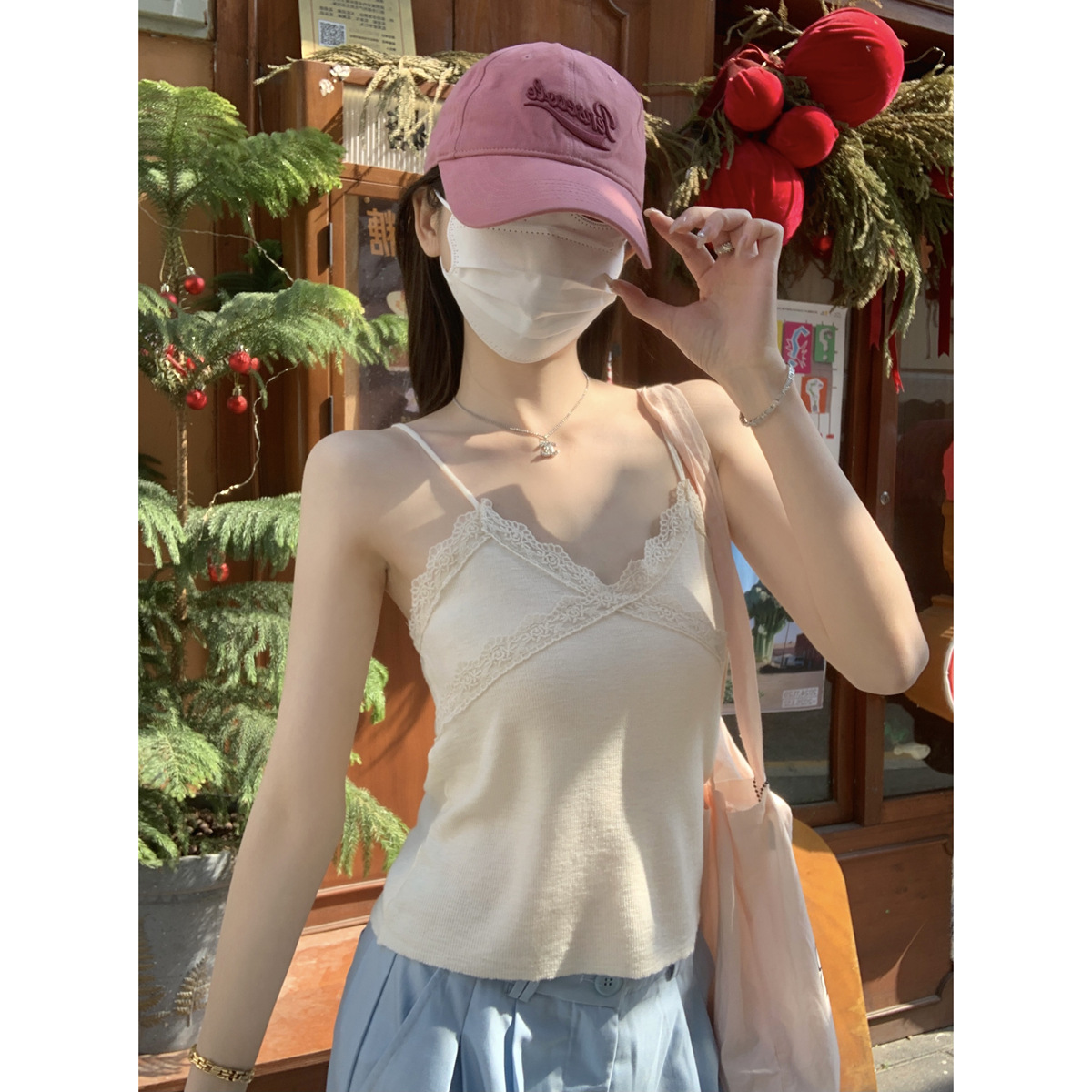 Summer lace design knitted cute sweater