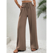 P 30560 Solid Floor Length Wide Leg Pants ��ɫ�ϵؿ������ȿ�