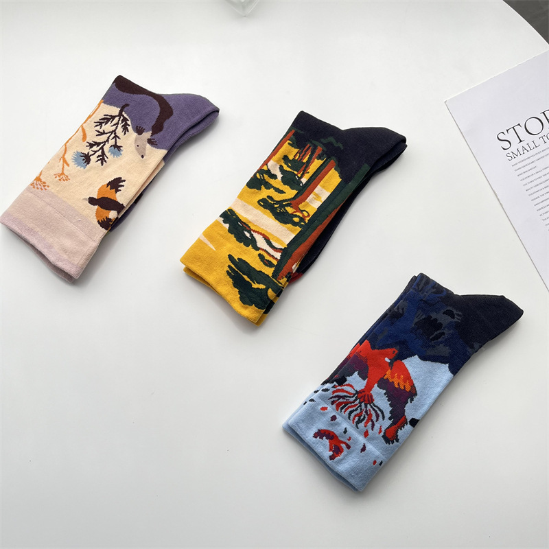 Women's Casual Graffiti Cotton Crew Socks A Pair display picture 10