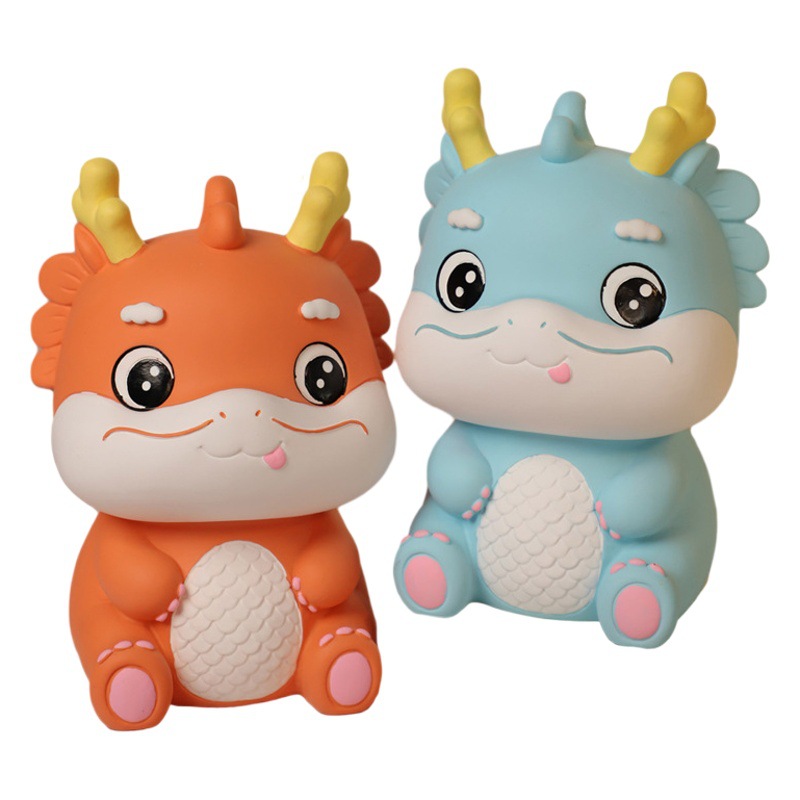 Dibujos animados dragón año alcancía vinilo resistente a la caída resistente a los golpes Caja de Ahorro decoración de escritorio regalo de la muñeca