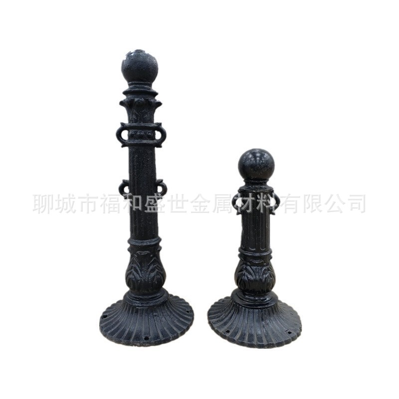 铸铁罗马柱河道铁链防护柱景观铁艺隔离桩道路固定阻车桩景观立柱