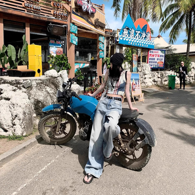 Wholesale American Street Style Washed Distressed Light-Colored Scratched 2025 Retro Faded Straight Wide-Leg Jeans Wholesale American Street Style Washed Distressed Light-Colored Scratched 2025 Retro Faded Straight Wide-Leg Jeans