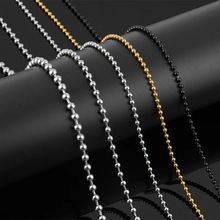 钛钢简约项链圆珠链金色项链波珠链饰品百搭毛衣链配链不锈钢链条
