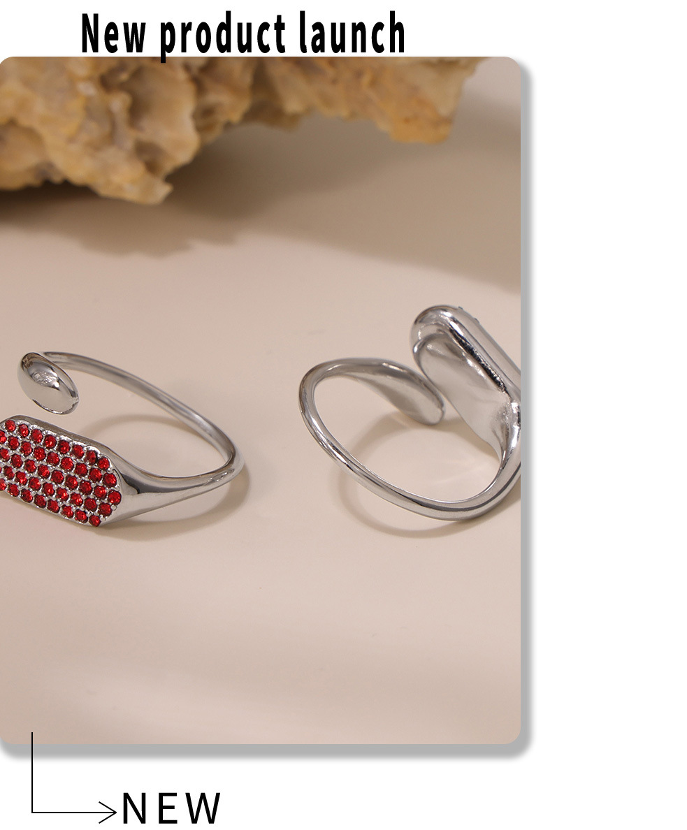 Adjustable Square Zircon Ring For Women Minimalist Titanium Steel_voghion.com