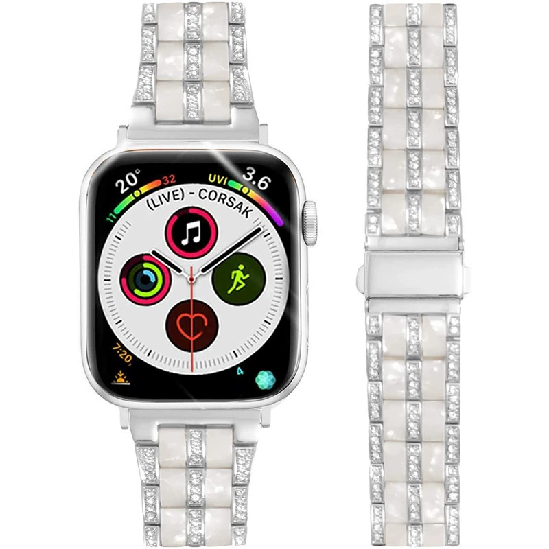 Подходит для Apple S8 и Apple Watch S7 пять - жемчужная смола, металлоc эл-шип IWATCH SE ремешок