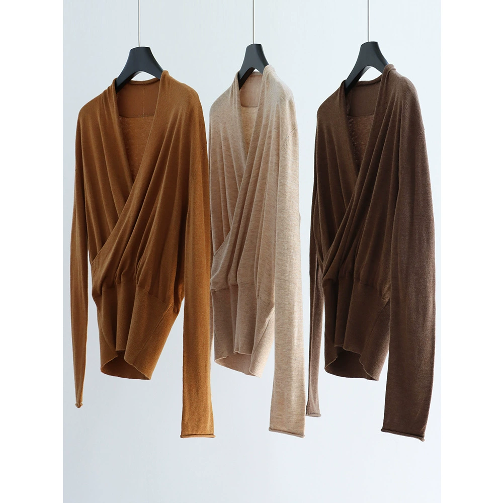 Элегантный трикотаж из смесовой шерсти с v-образным вырезом и высокой талией, осенне-зимний женский топ с длинными рукавами, утягивающий вид, пуловер