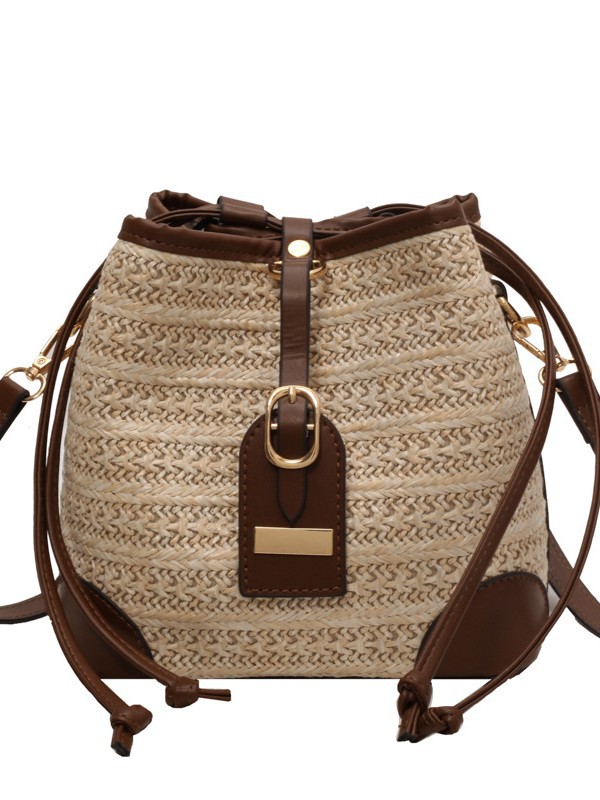 Bolsos de cubo de mano de alta sensación 2026 nuevo cross-border retro tejido de color versátil bolso de hombro