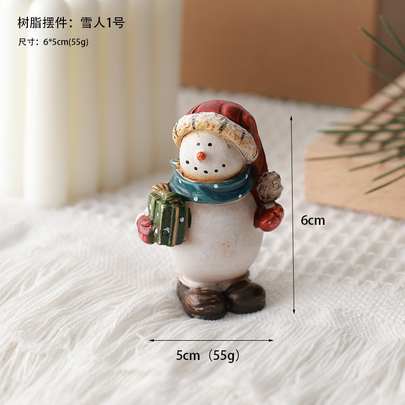 Decoración del árbol de Navidad de madera muñeca de resina decoración de escritorio decoración de micro paisaje muñeca de nieve