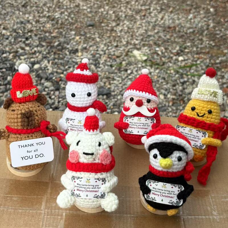 亚马逊新品毛线钩织圣诞老人玩偶手工编织圣诞树圣诞雪人节日摆件|undefined