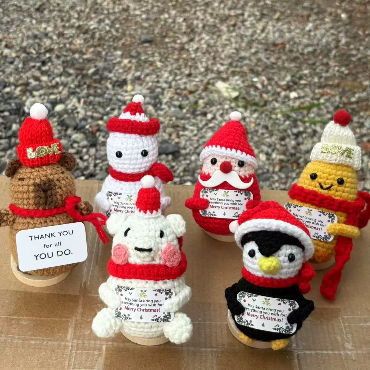 亚马逊新品毛线钩织圣诞老人玩偶手工编织圣诞树圣诞雪人节日摆件