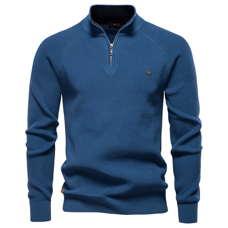 Aliexpress 2026 Men's Long-Sleeve Sweater Pullover Versatile Lazy Style Fashion Half-Zip Loose Top in Stock