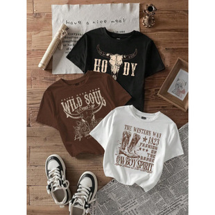 A 37579 Bull print women's tee ��ţ�^ӡ��Ů����羳���u