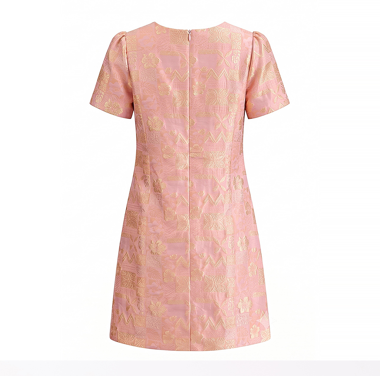 Đầm chữ A nữ jacquard họa tiết hoa nhí phong cách tiểu thư — màu hồng chi tiết 22