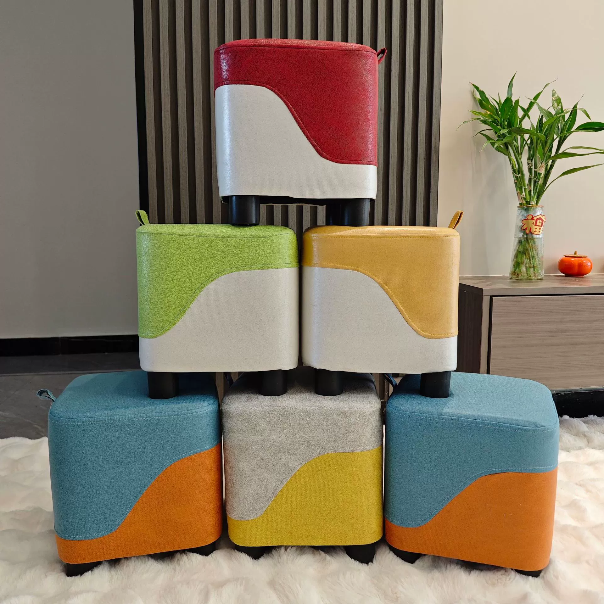 Фабрика оптовая квадратная бытовая скамья для смены обуви простой низкий стул тканый стул маленький стул гостиная табуретка обувь табуретка плюс логотип