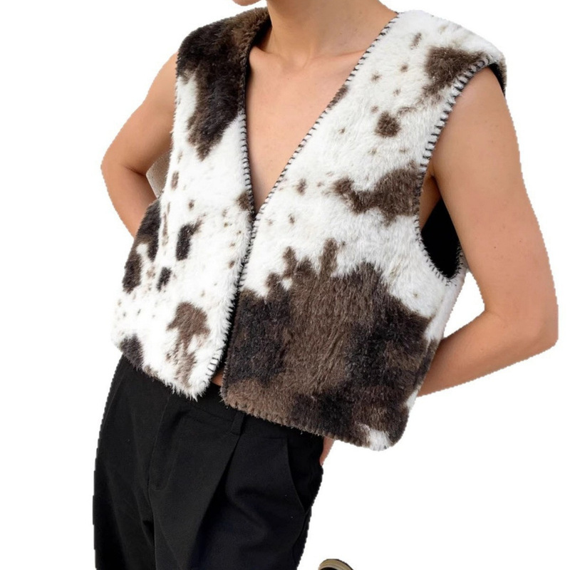 2025 New Amazon Independent Store Autumn and Winter New Women's Cow Print Vest Fur Coat Ins Style Sleeveless 2025 New Amazon Independent Store Autumn and Winter New Women's Cow Print Vest Fur Coat Ins Style Sleeveless