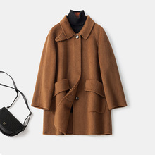 2025新款高端手缝中长款双面羊绒大衣女气质时尚宽松加厚羊毛外套
