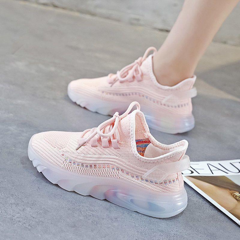 Knitted Dad Sneakers for Women 2026 Spring New Colorful Versatile Student Korean Style Breathable Running Shoes Trendy