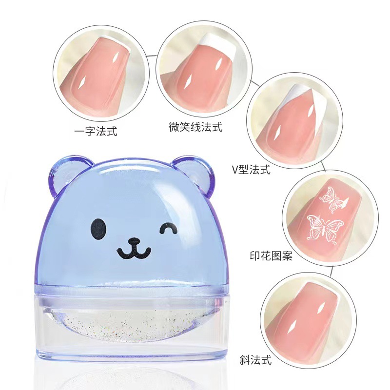 Nuevo sello de silicona de manicuras adorable oso conjunto de herramientas de impresión de transferencia multifuncional sello de fabricación de uñas francesas