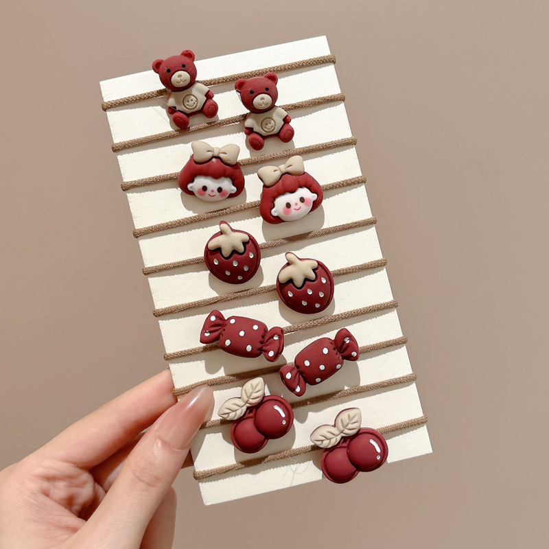 Niñas coloridas cuerdas de cabello anillo de cabello niños lindos dibujos animados cuerdas de cabello bebé alta elasticidad no lesiones correa de cabello tocado