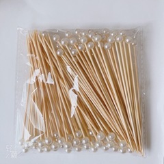 使い捨て果物の串竹製ビーズのハンバーガーの串各種装飾100本/結婚祝いの串を包んで携帯します。