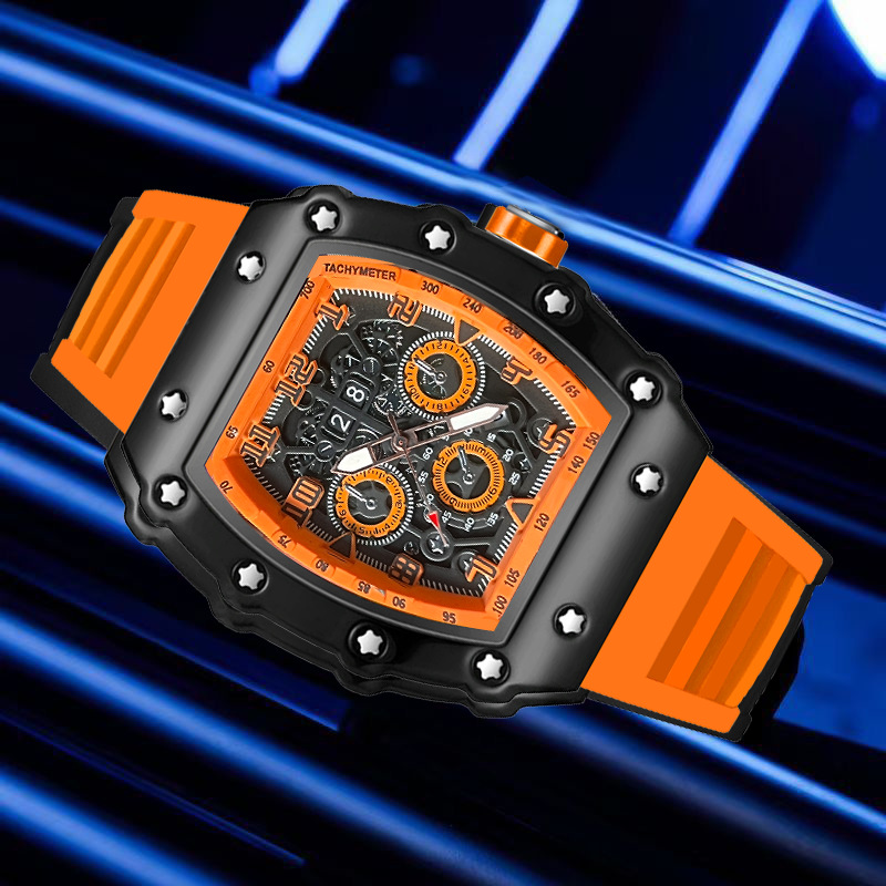 ZIDO brand casual advanced fashion automatic quartz hollow luminous sports wine barrel-shaped 1706 men's watch