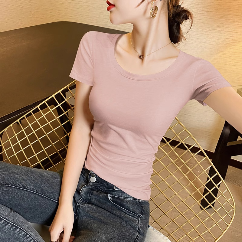레더 핑크 [모달 반팔 싱글 라운드넥]