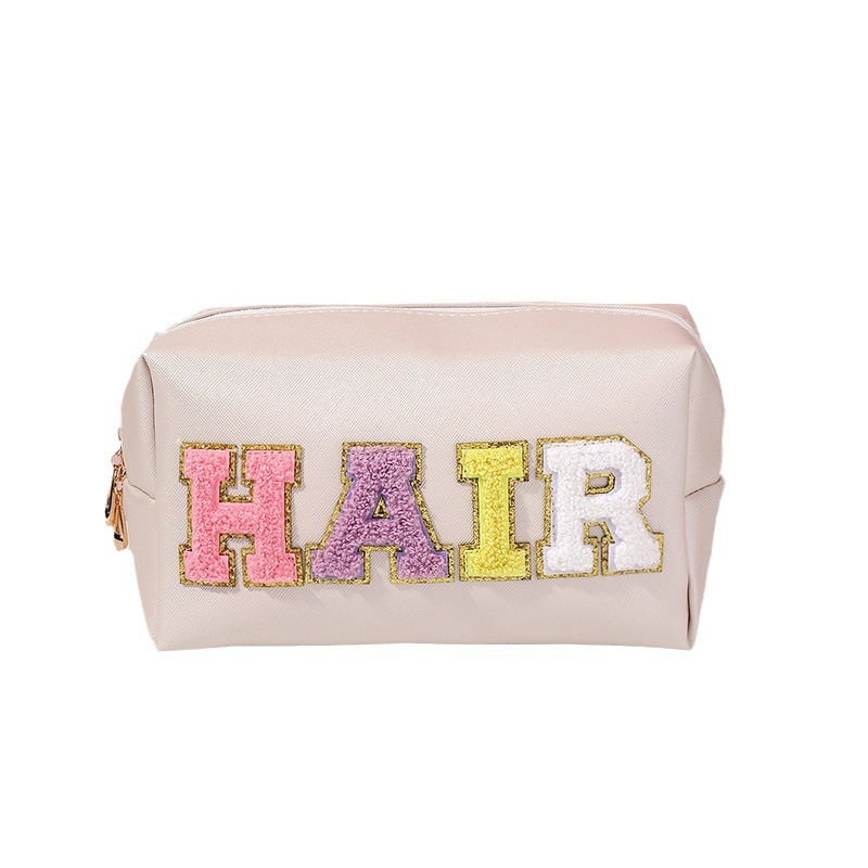 Amazon toalla bordada pegatinas bolsa de cosméticos viajes al aire libre transparente bolsa de almacenamiento de gran capacidad chica bolsa de lápiz labial