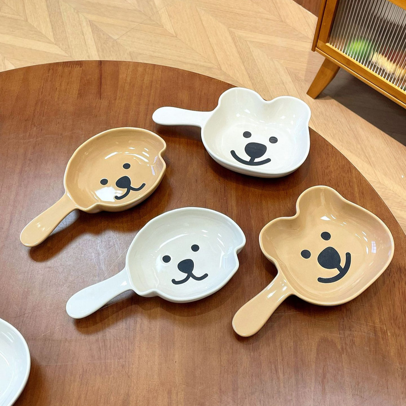 Cute Bear and Puppy Plate Household Japanese Dishes Creative Personalized Cartoon Ceramic Tableware Flavor Plate Rice Bowl Plate Cute Bear and Puppy Plate Household Japanese Dishes Creative Personalized Cartoon Ceramic Tableware Flavor Plate Rice Bowl Plate