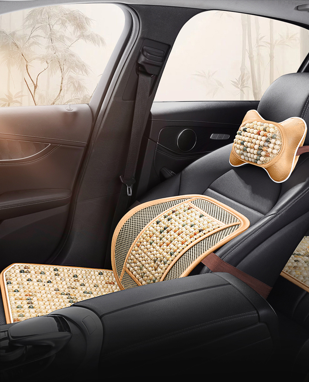 Summer Car Seat Cushion with Wooden Beads for Ventilation, Breathable Universal Cooling Pad for All Seasons, Anti-Scald Seat Mat, Dropshipping